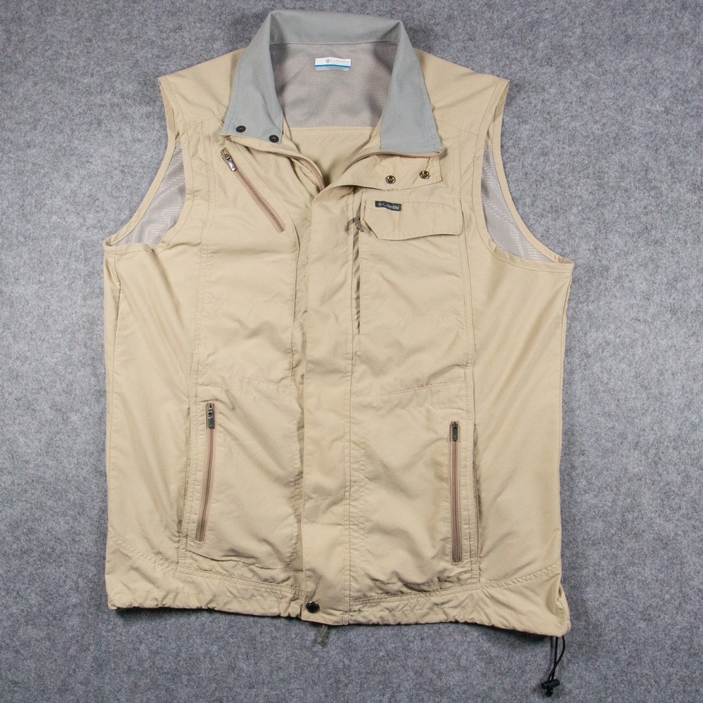 Columbia Men's Silver Ridge II Utility Vest Beige Tan Sz L AM0173